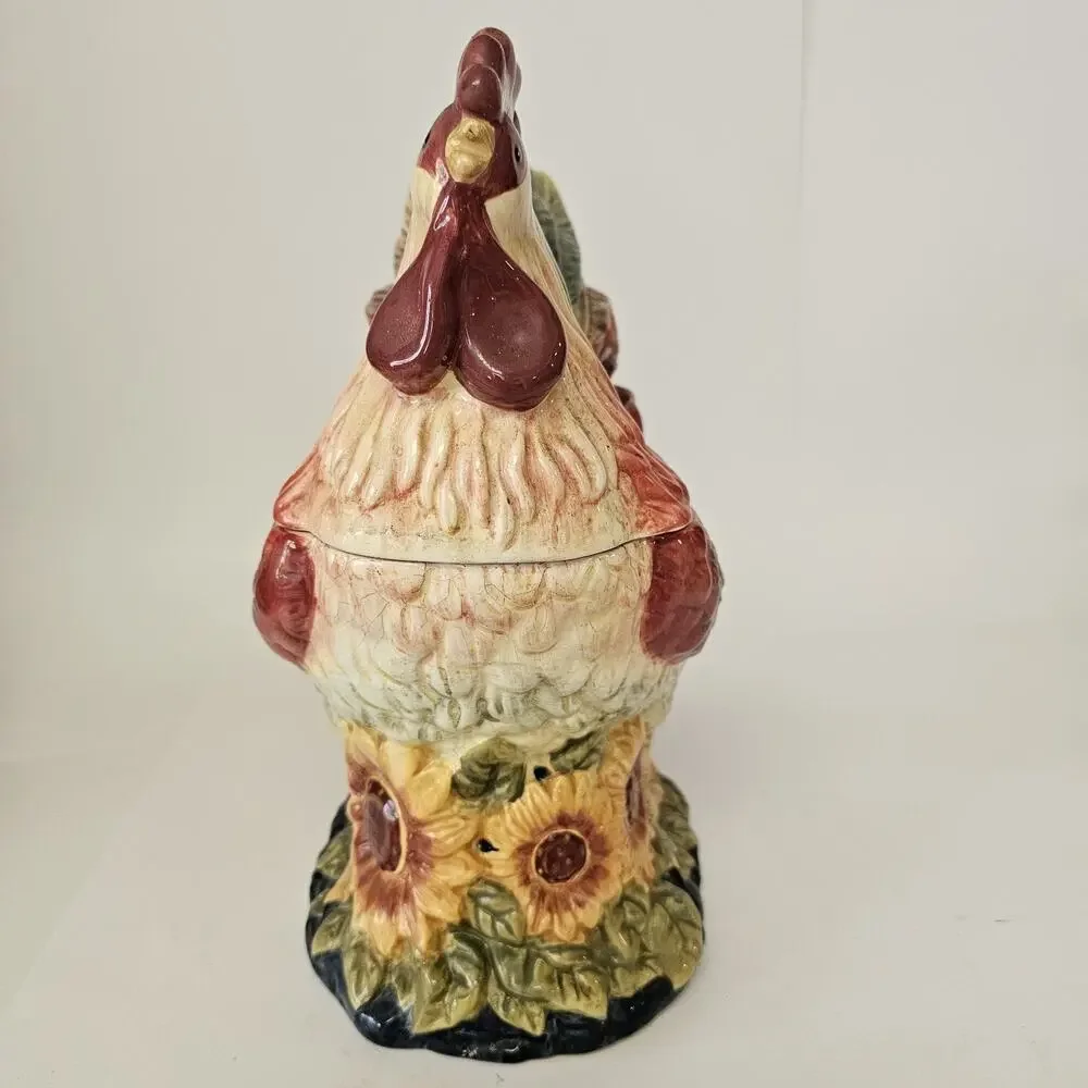 Susan Winget Rooster Sunflower Cookie Jar Canister Country Farmhouse Cert. Int.
